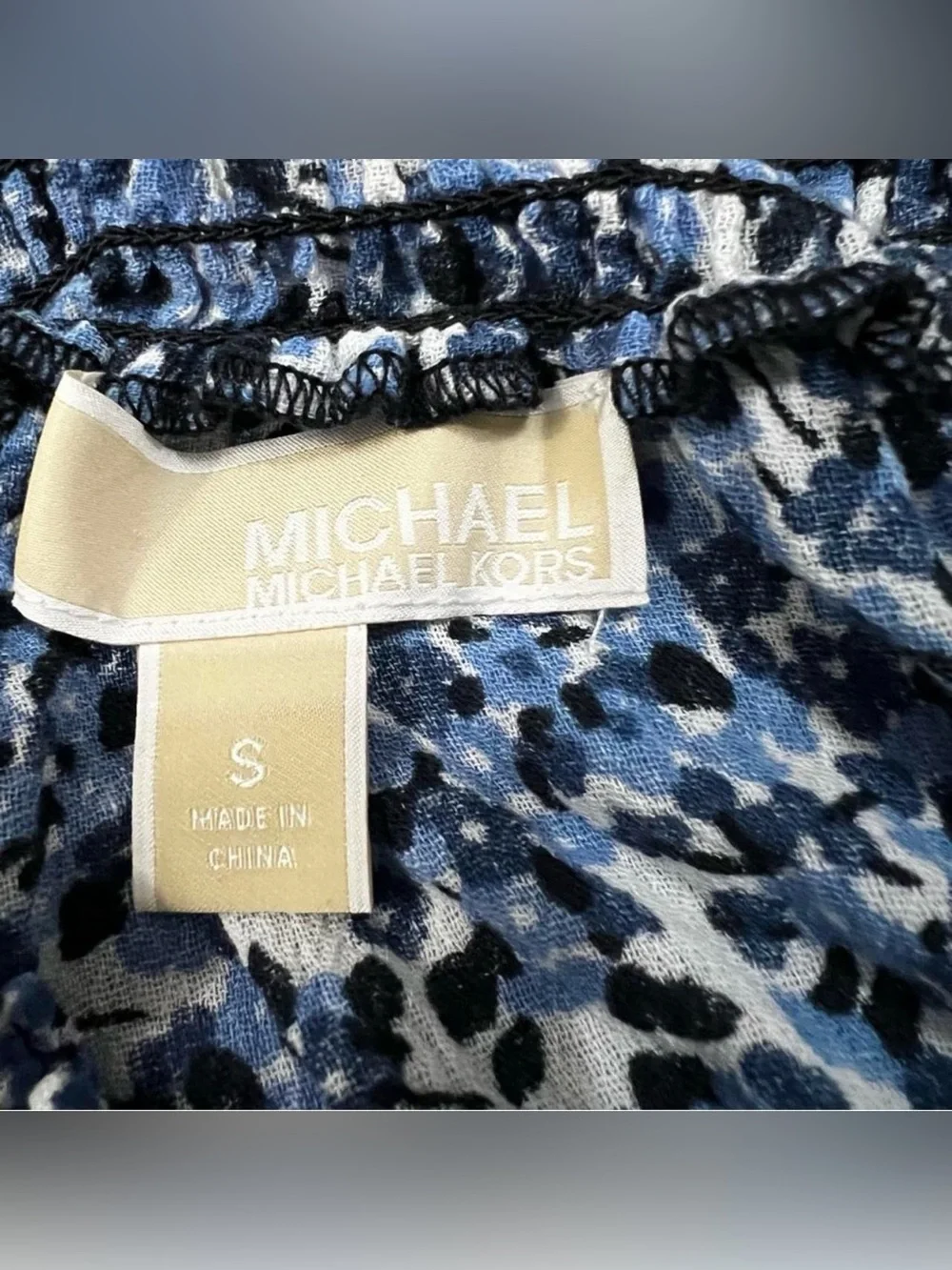 Michael Kors Off Shoulder Blue And White Floral Top Hippie Boho Size Small